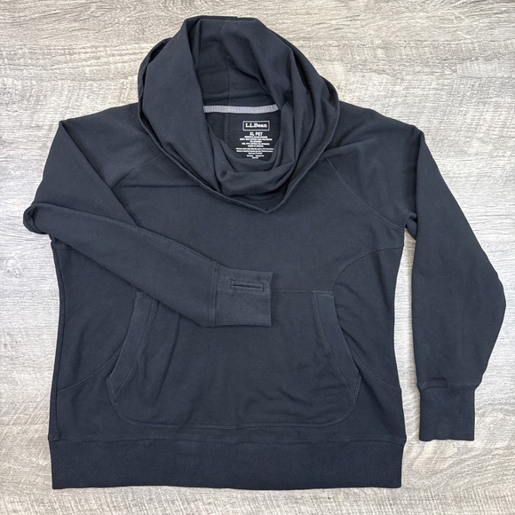 L.L. Bean Tops - LL Bean cowl neck sweatshirt women's XLP petite black kangaroo pocket 503358